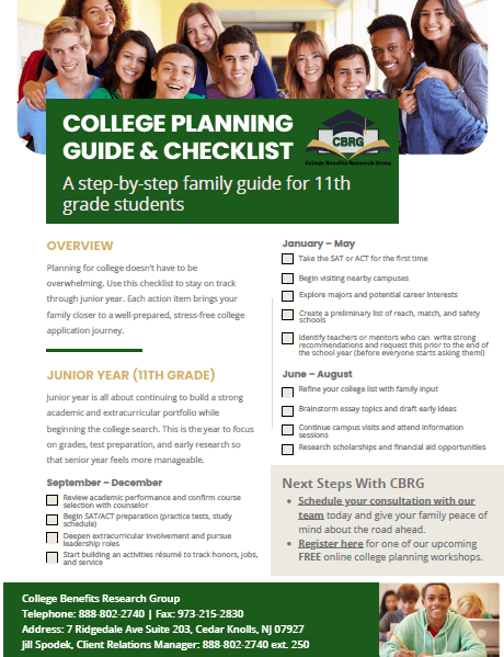 11th grade college planning guide